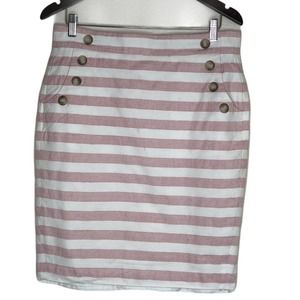 Loft pink and white classy striped skirt